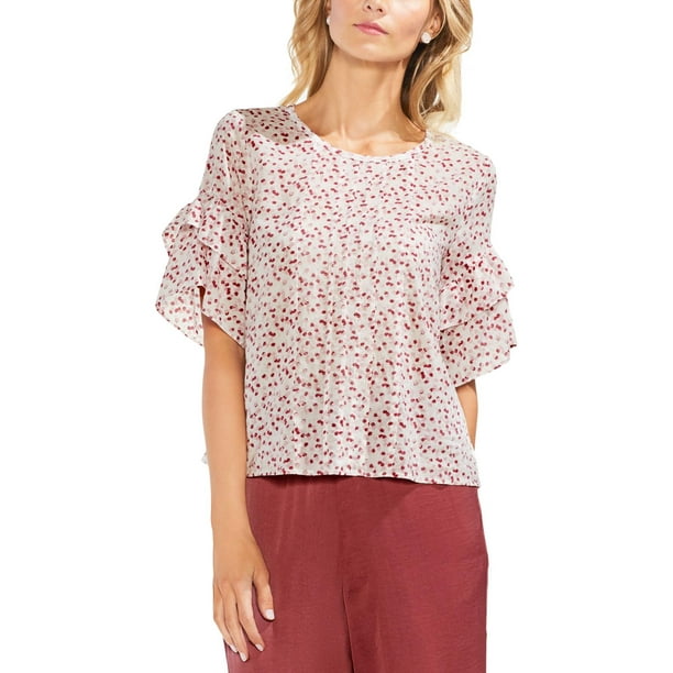 Vince Camuto Specialty Size Womens Petite Long Sleeve Flare Cuff Country Floral Blouse Vince Camuto Specialty Size Womens Petite Long Sleeve Flare Cuff Country Floral Blouse